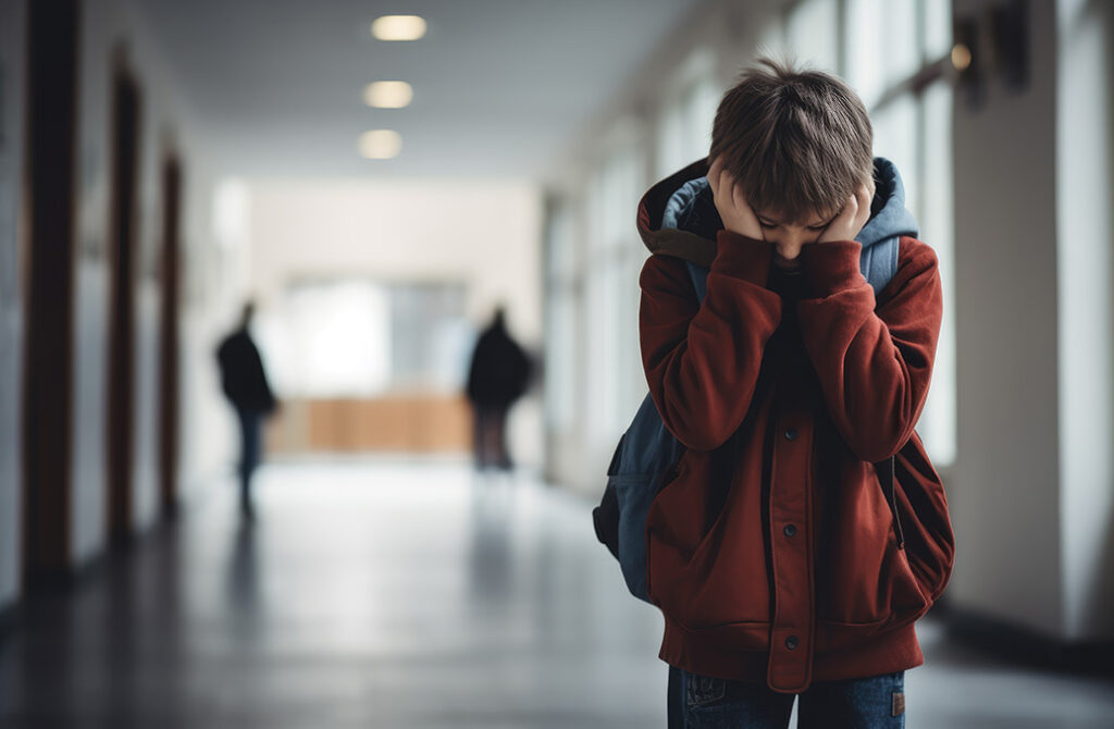 anxiety Child in school having anxiety.
