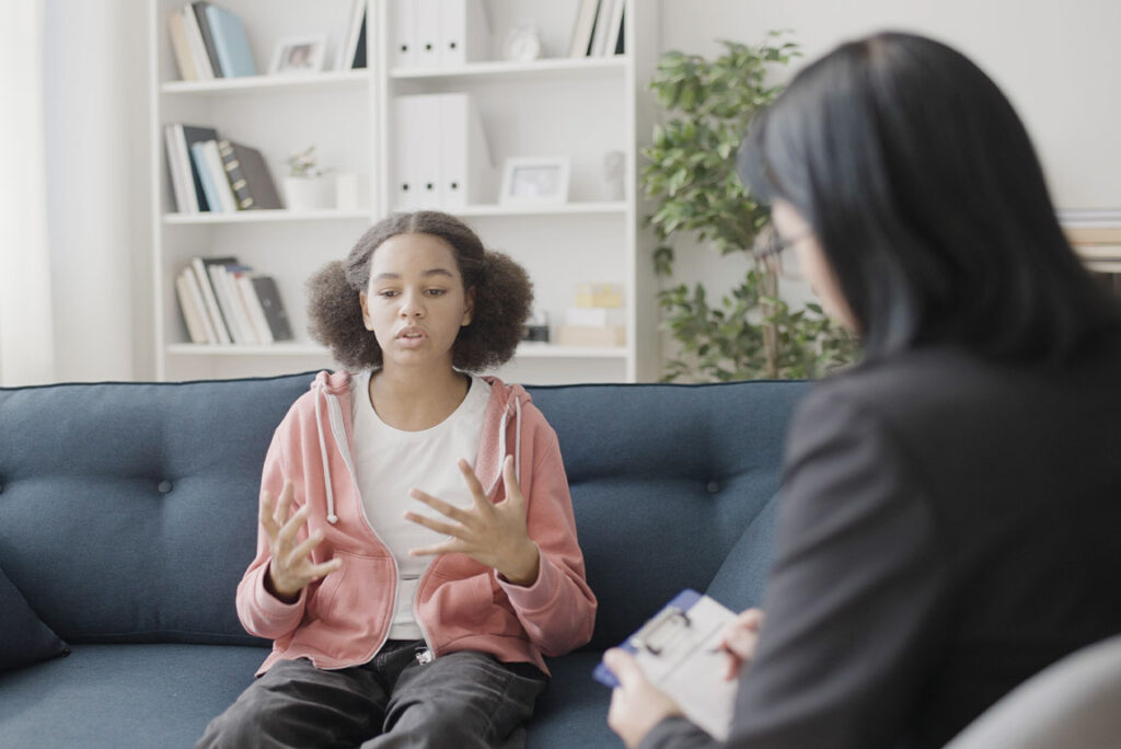 Youth talking to a therapist
